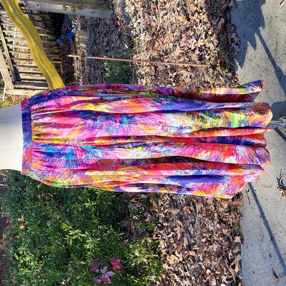 Ladies Phool full skirt, tie dye, elastic waist, cotton, sz L